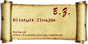 Blistyik Zinajda névjegykártya